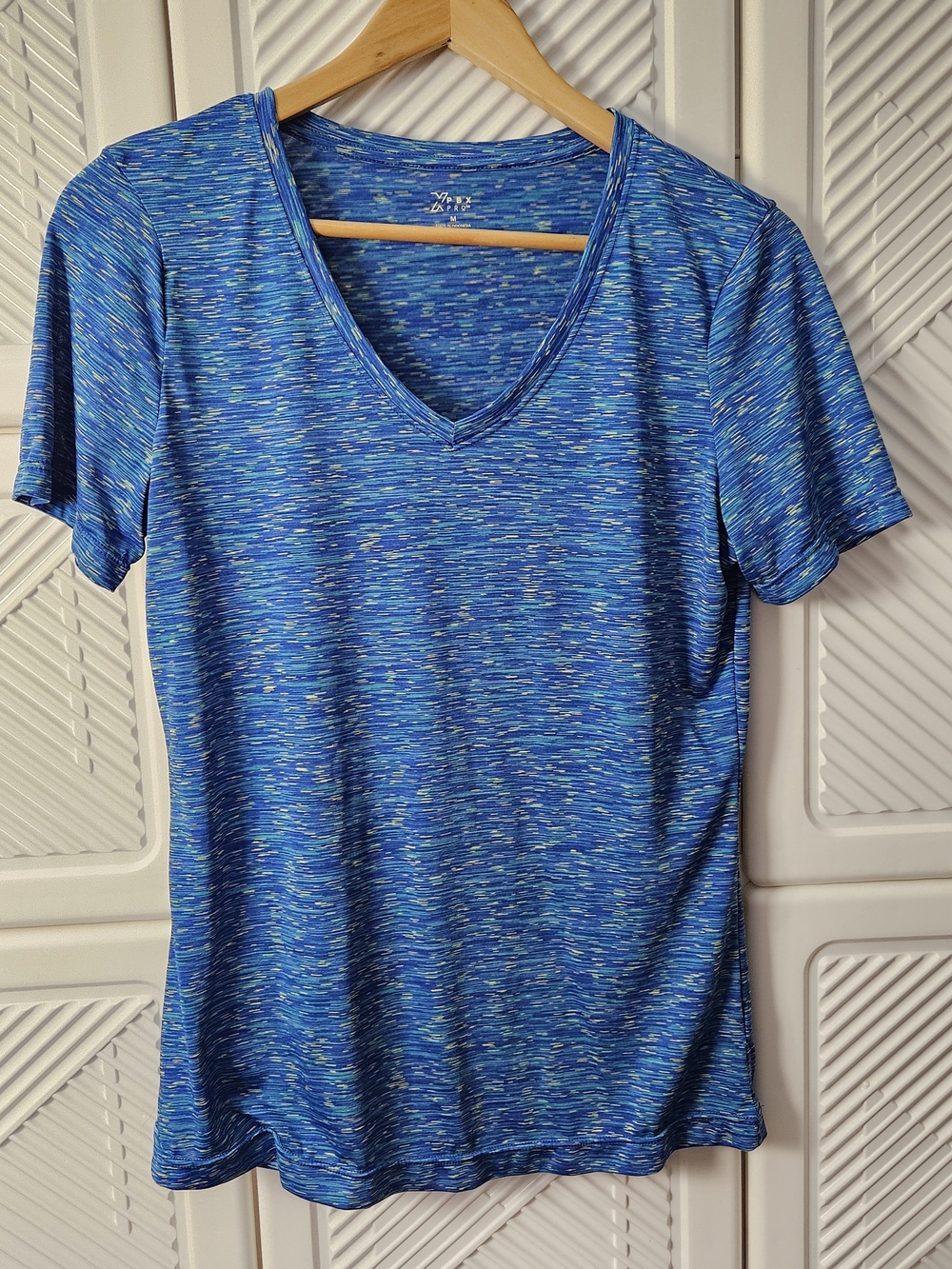 Women's Blue Space-Dye V-Neck Tee
